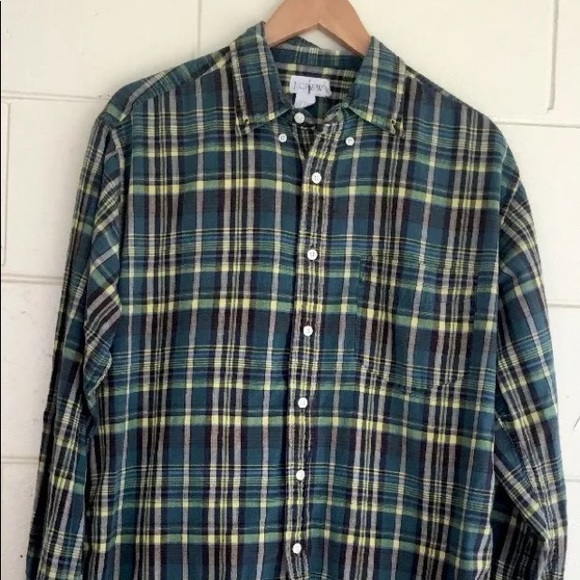 J crew green plaid shirt